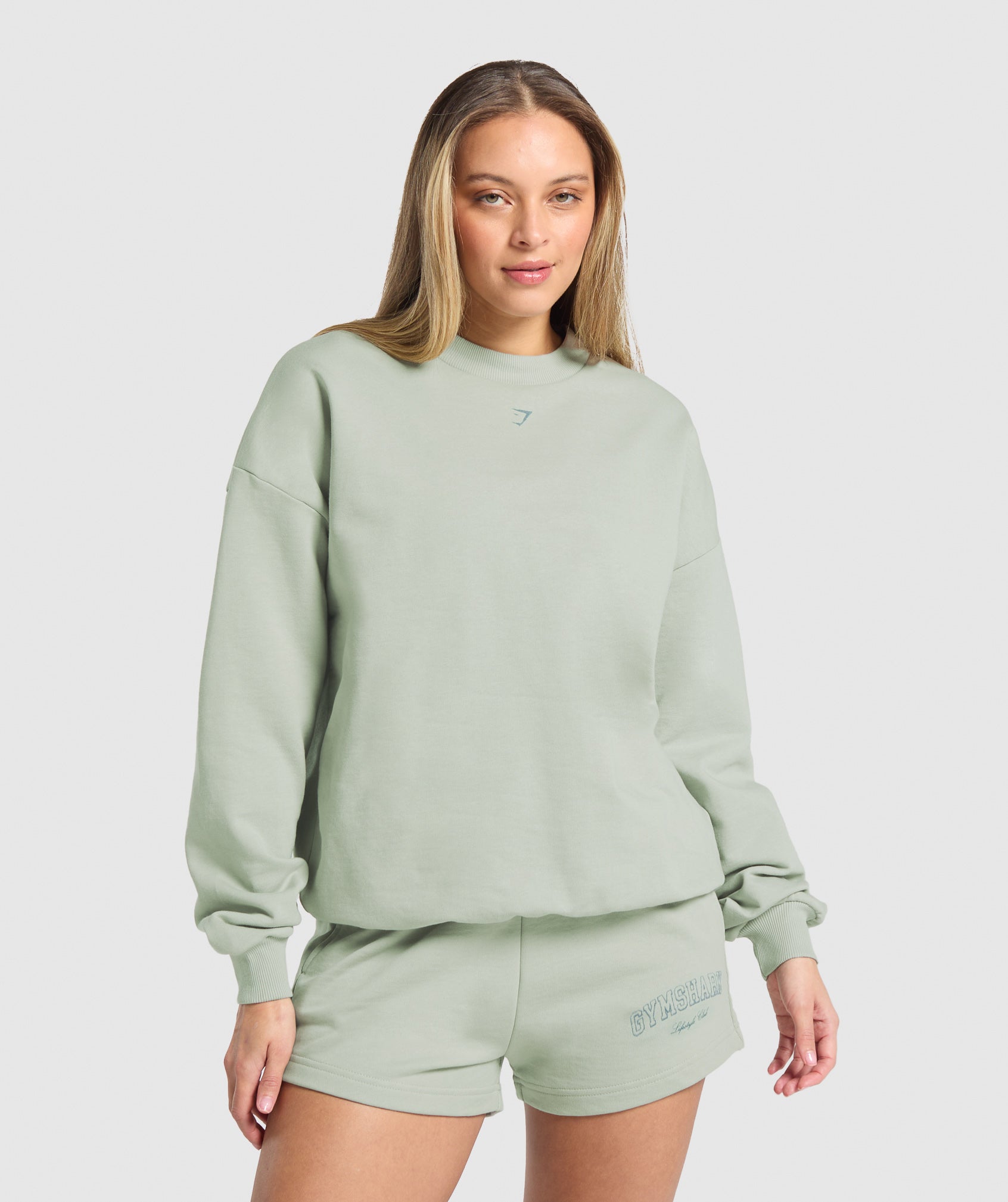 Women's Gymshark Campus Classics Graphic Sweatshirt Stone Grey