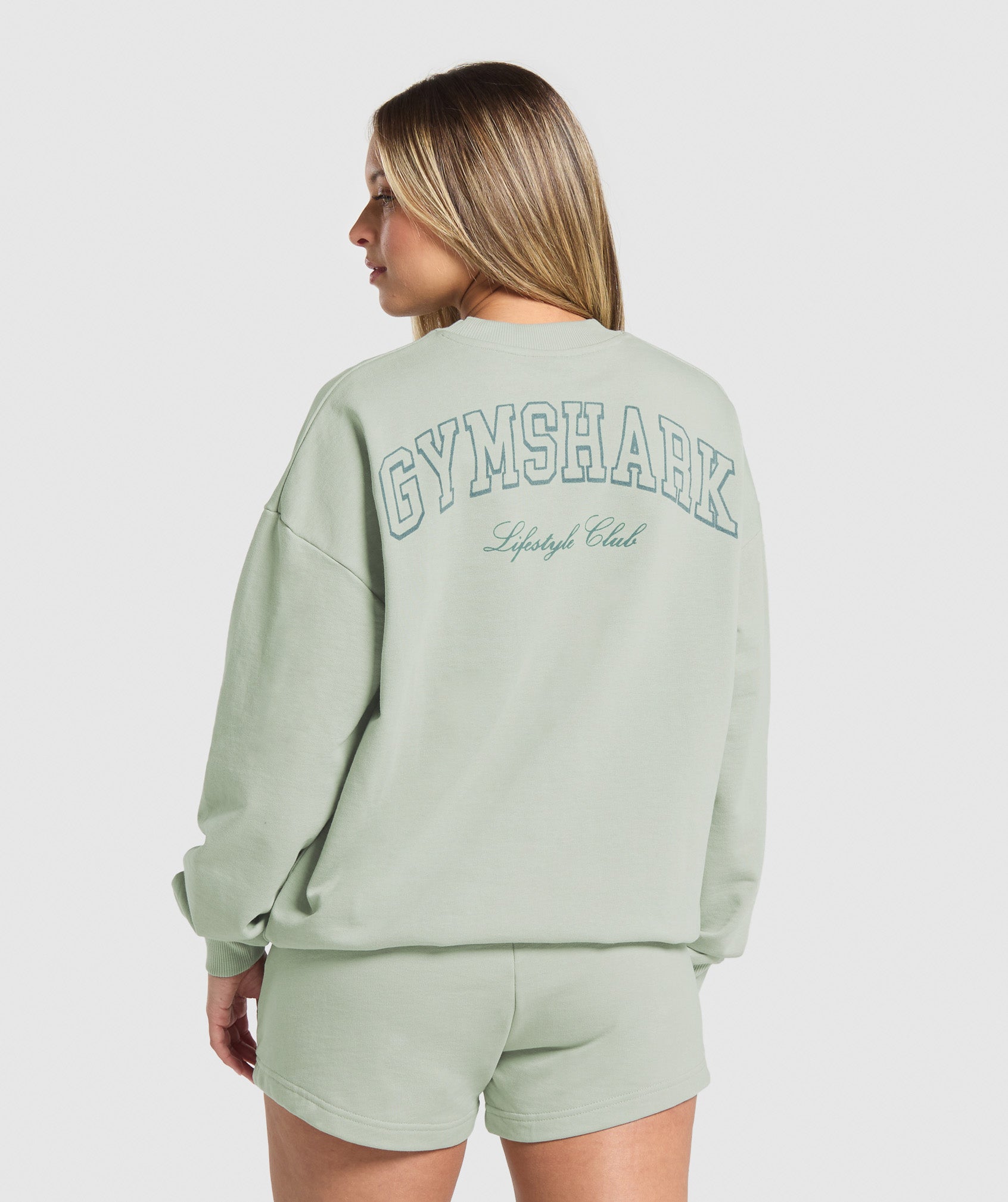 Women's Gymshark Campus Classics Graphic Sweatshirt Stone Grey