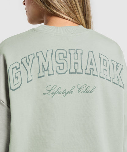 Women's Gymshark Campus Classics Graphic Sweatshirt Stone Grey