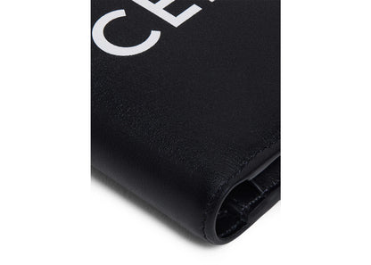 celine bifold celine print wallet (4 slot 2 note pockets 2 flat pockets) black white 
