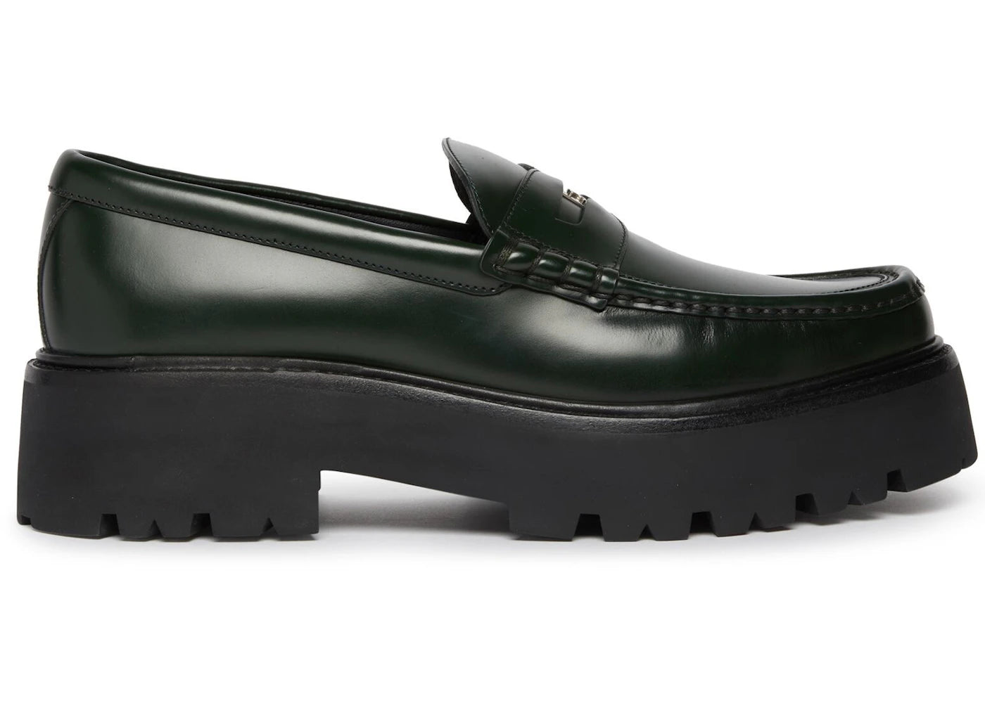 celine chunky bull penny loafers bottle green