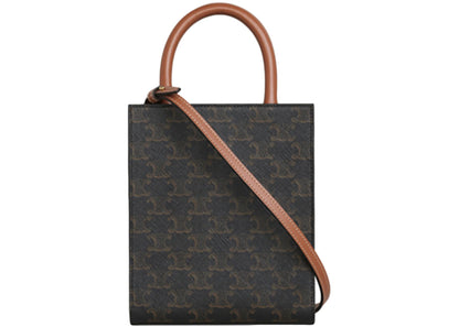 Celine Vertical Mini Tote Triomphe Canvas Tan