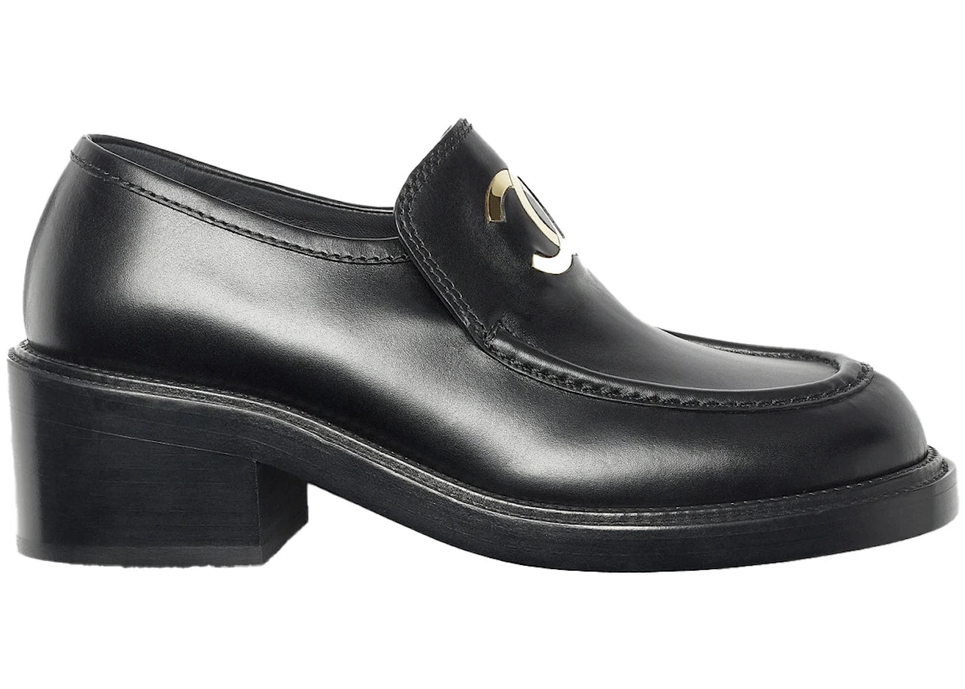 chanel cc 55mm loafers black shiny calfskin