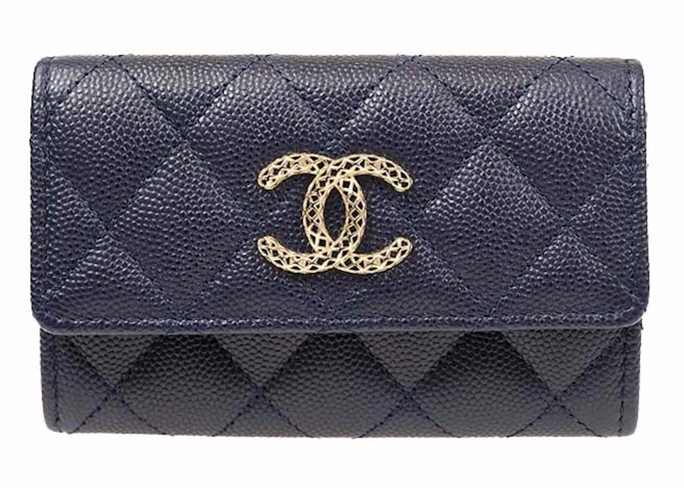 Chanel Cc Card Holder Navy Blue (Ap3187)