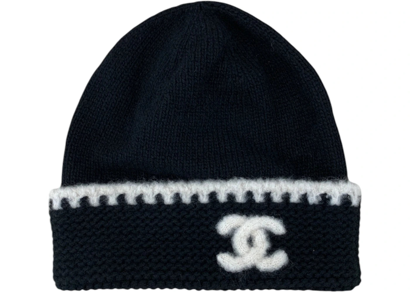 Chanel Cc Logo Laciness Beanie Black/White