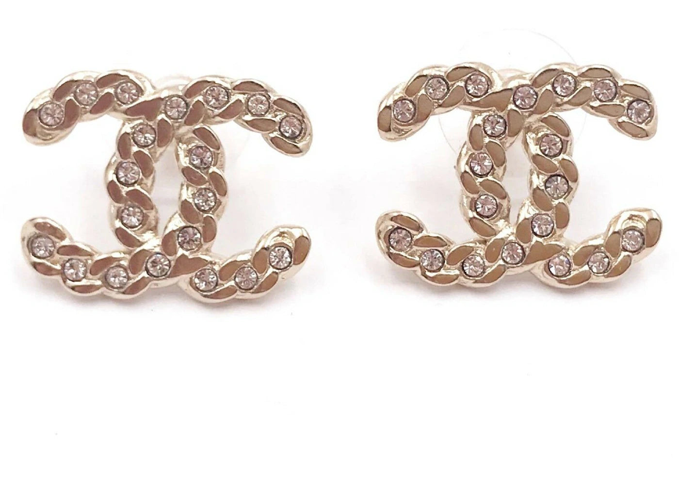 Chanel Classic Cc Turnlock Crystal Earrings Gold/Silver