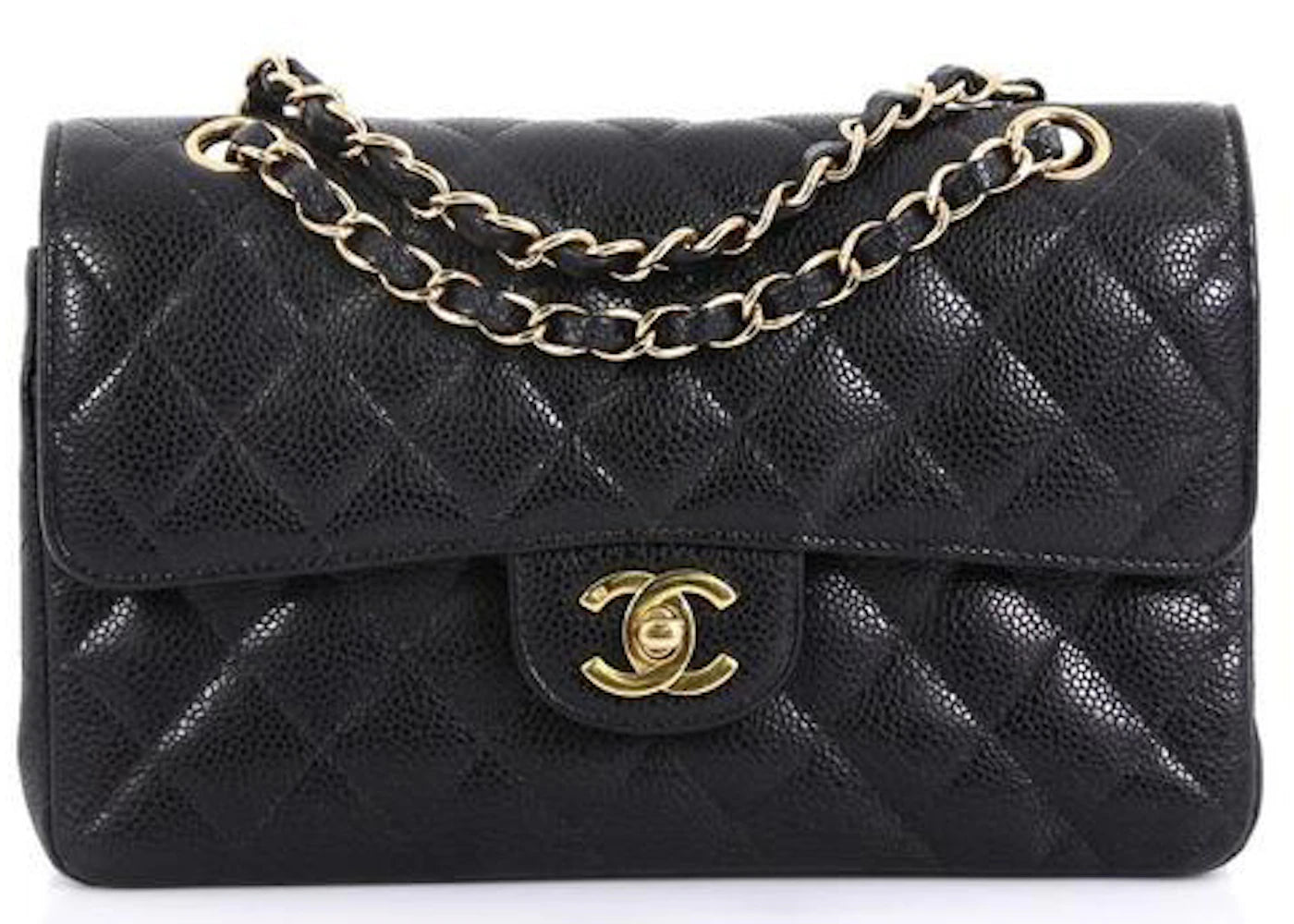 Chanel Classic Double Flap Quilted Caviar Gold-Tone Small Black
