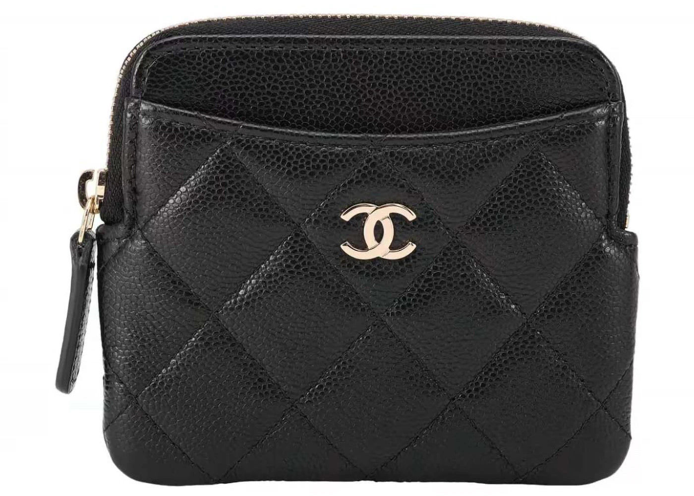 Chanel Classic Zipped Square Coin Purse Black/Glod