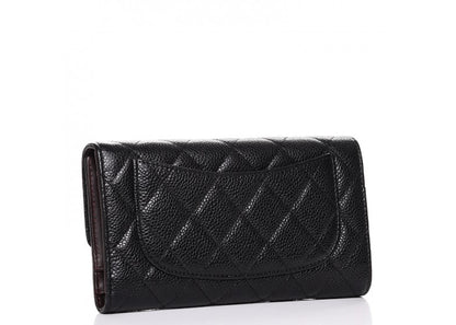 Chanel Flap Wallet Quilted Diamond Large Caviar Black