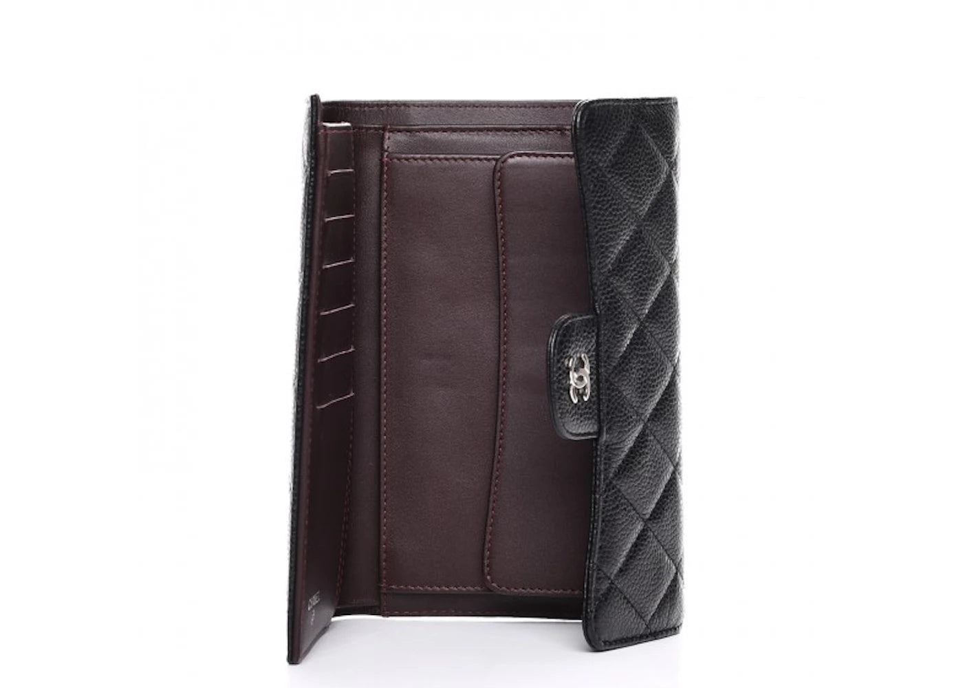 Chanel Flap Wallet Quilted Diamond Large Caviar Black
