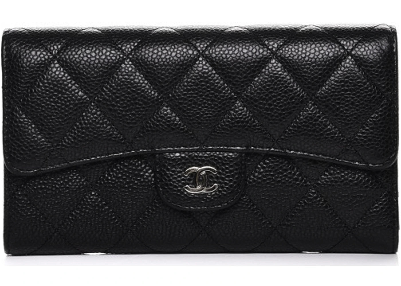 Chanel Flap Wallet Quilted Diamond Large Caviar Black