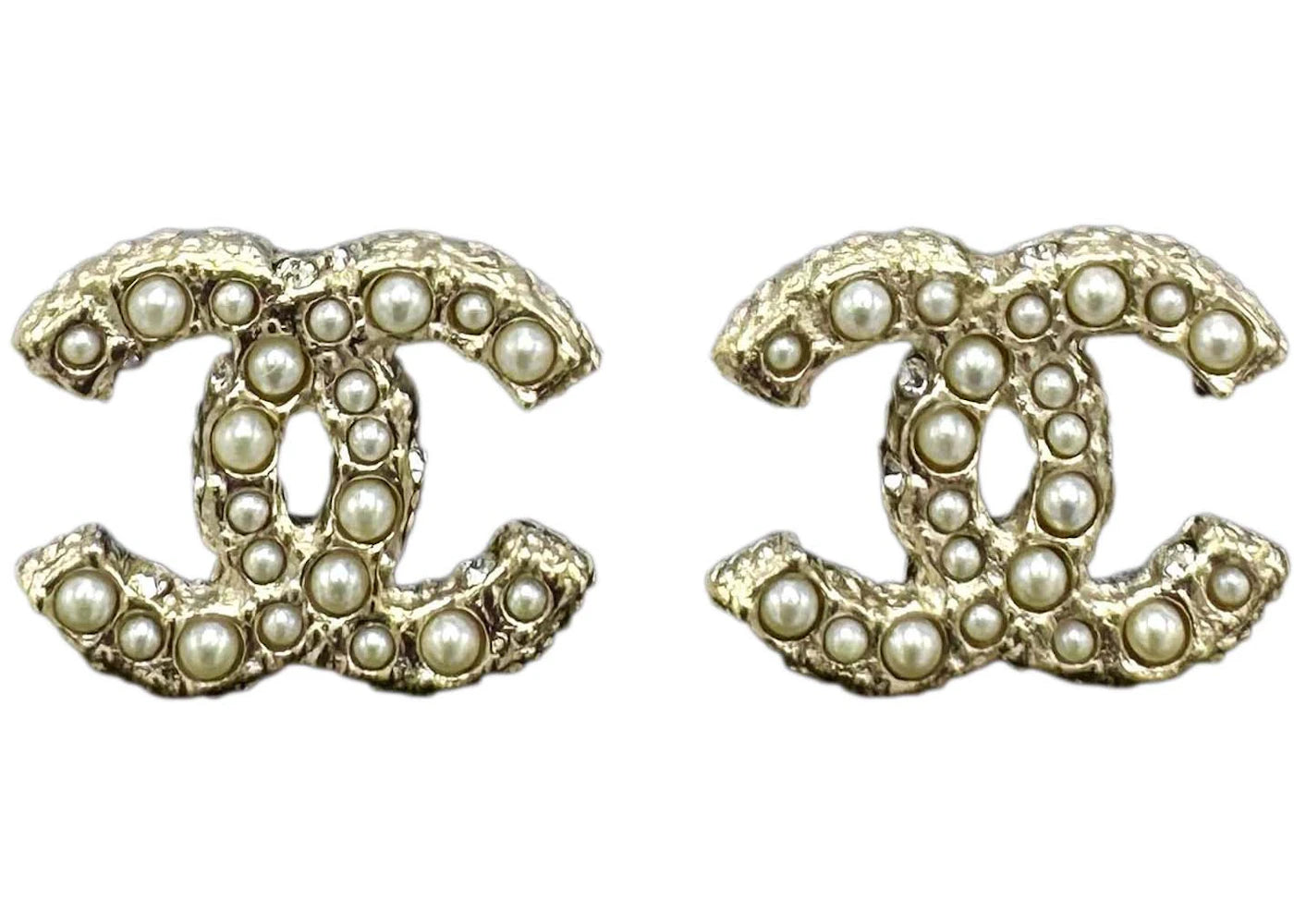 Chanel Gold Pearl & Crystal Cc Logo Earrings A64766 Gold/Pearly White/Crystal