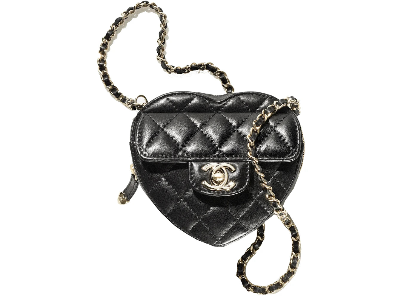 Chanel Heart Clutch With Chain 22S Mini Black Lambskin