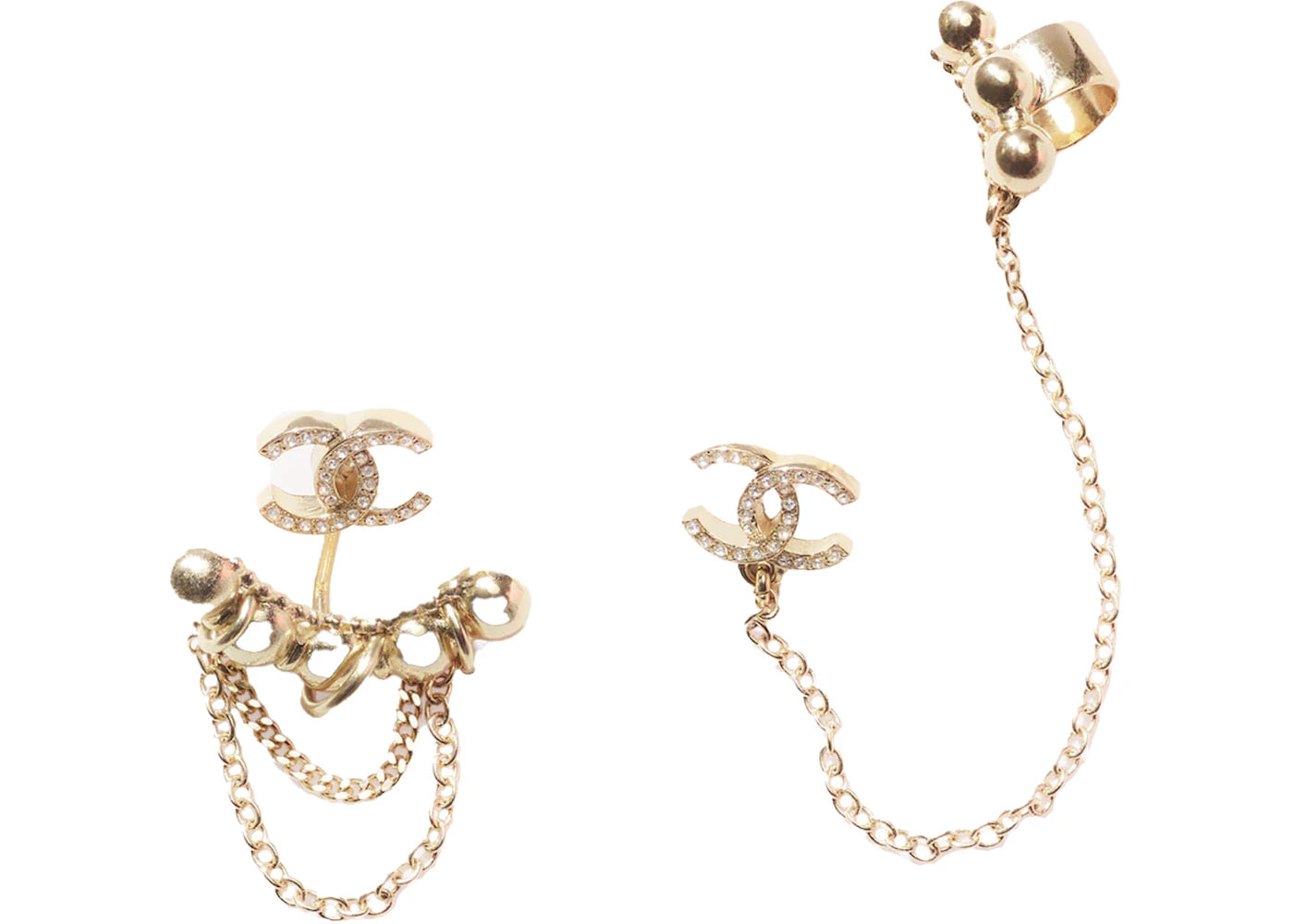 Chanel Metal And Strass Earrings Crystal Gold
