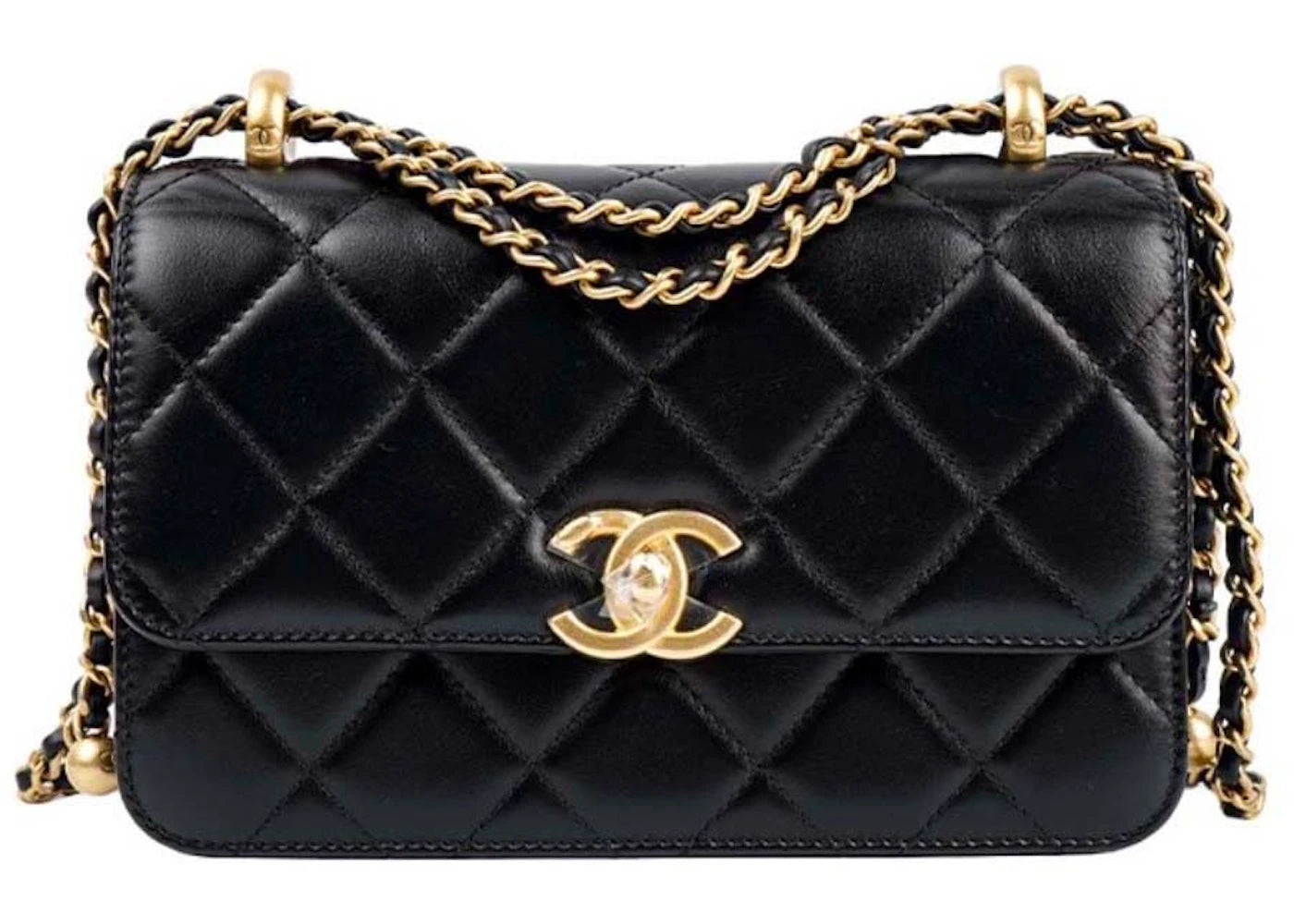 Chanel Mini Size 24C Flap Bag With Adjustable Strap Black (As2615)