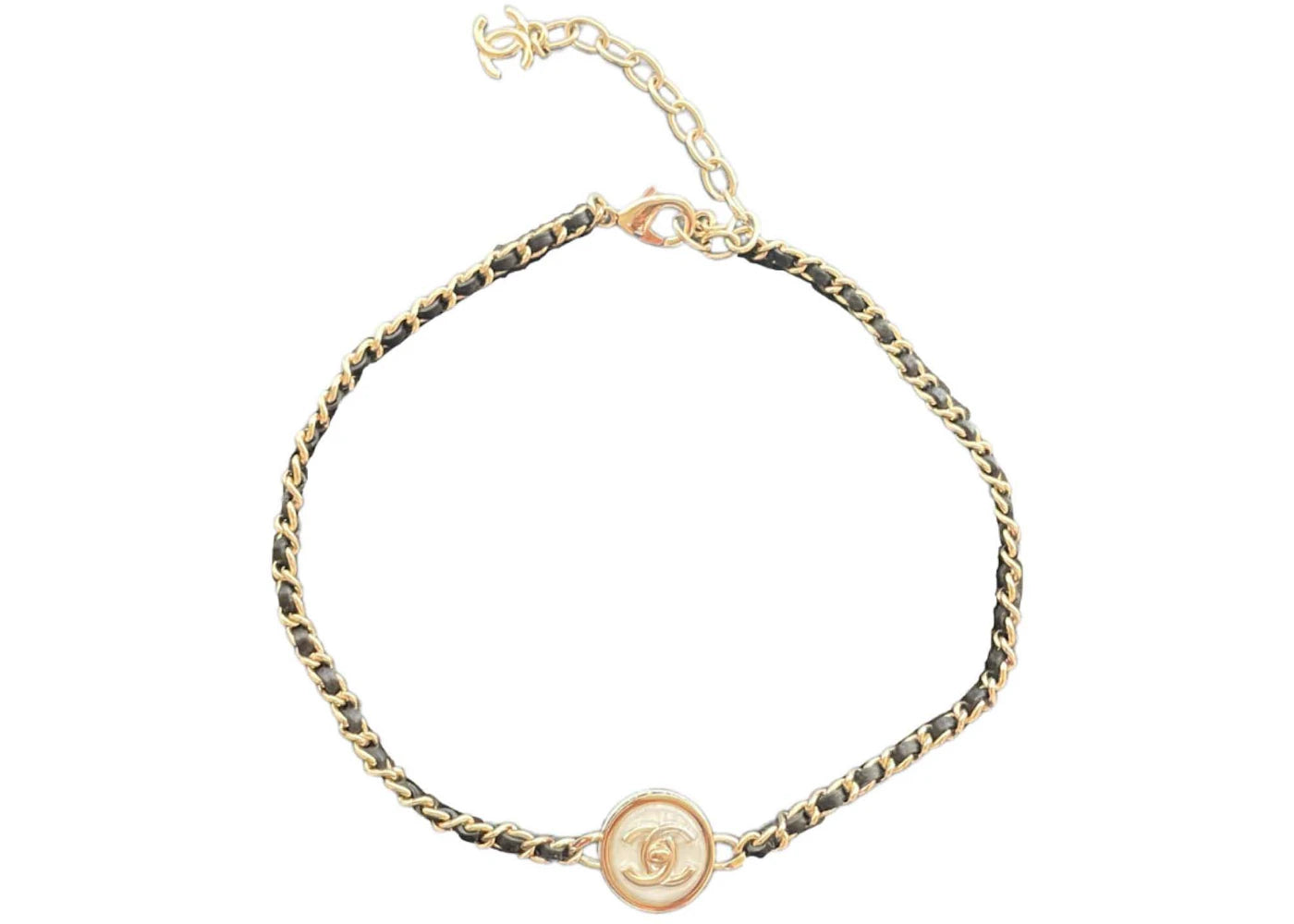 Chanel Round Cc Logo Chocker Gold/White (Aba006)