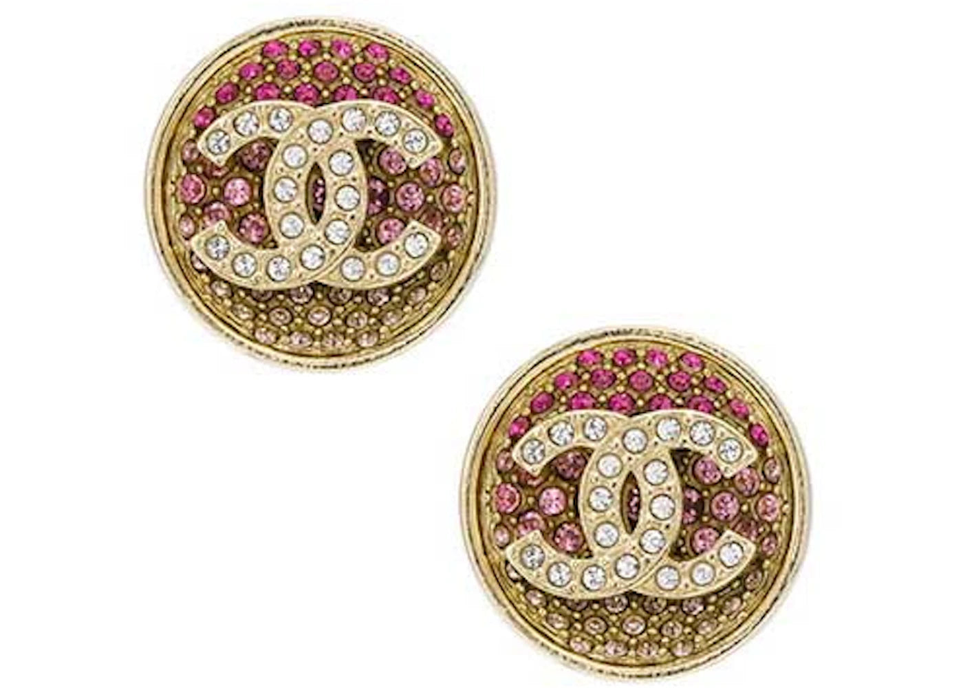 Chanel Round Cc Logo Earrings Pink (Aba407)