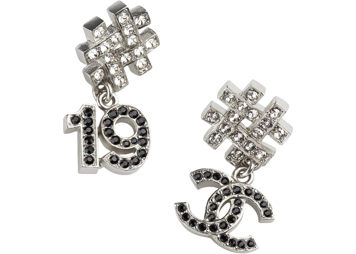 Chanel Silver/Diamond Earrings Ab8972 Silver/Black
