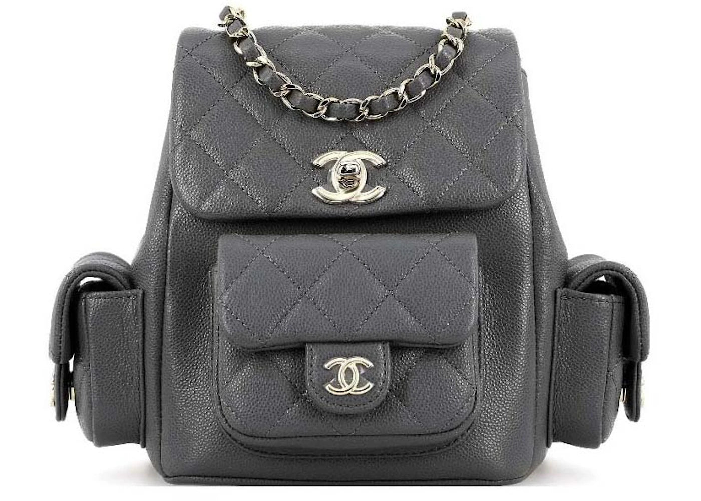 Chanel Small Duma 23K Grained Calfskin Backpack Dark Grey (As4399)