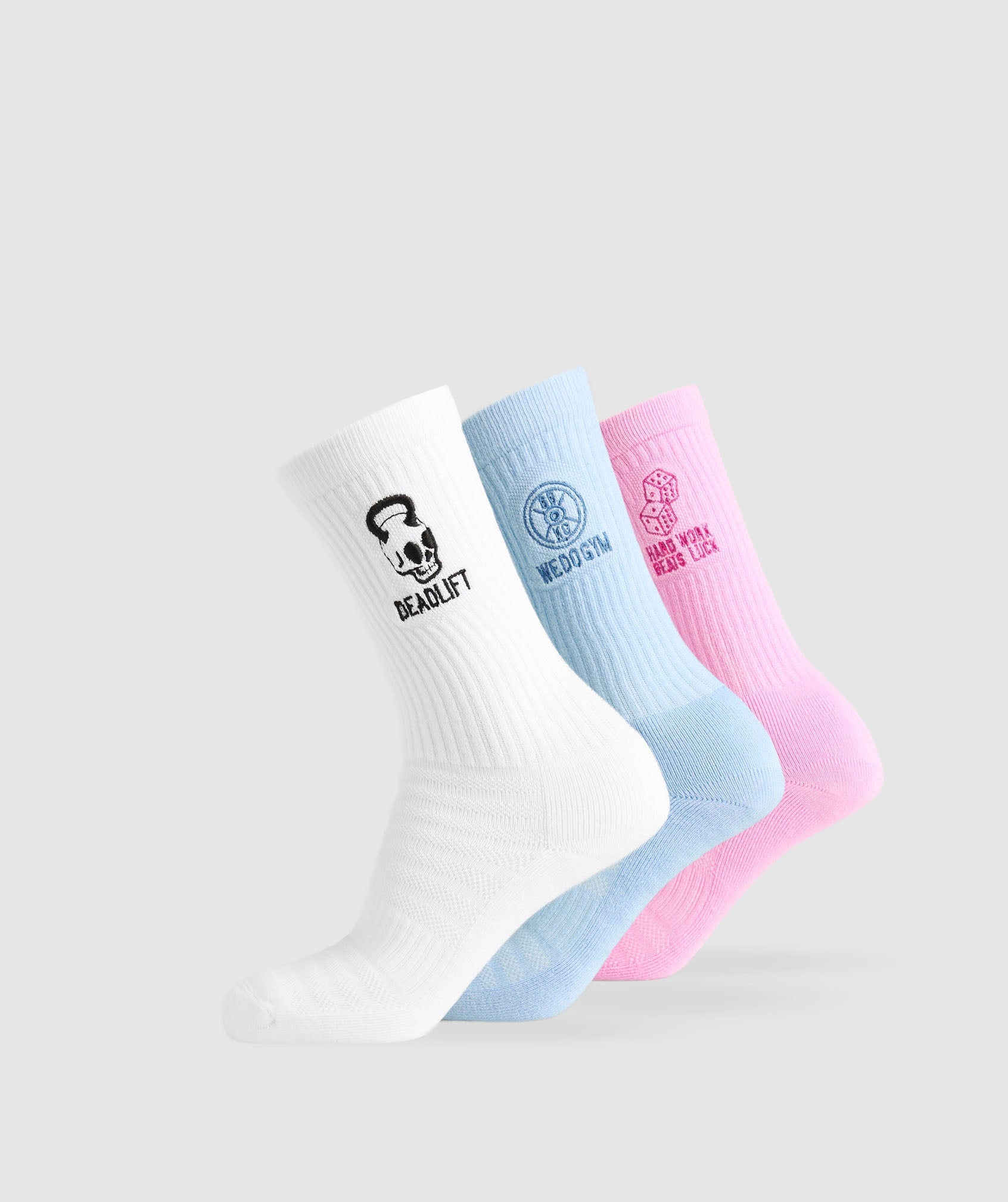 Women's Gymshark Character Crew Sock 3Pk White