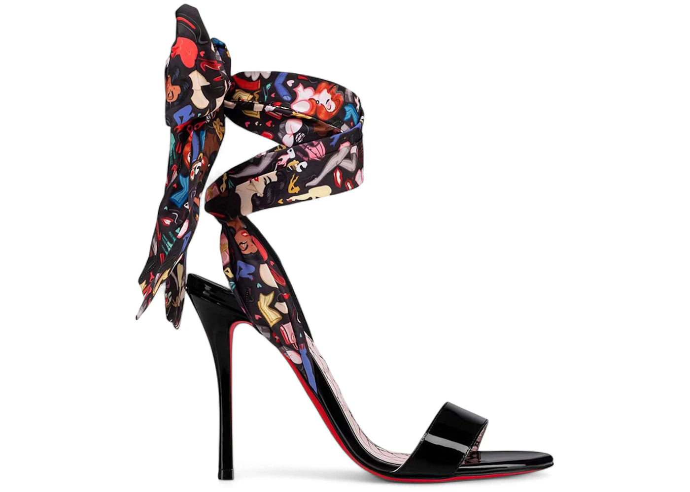 christian louboutin fetish du desert 100 heels black multi (women's)