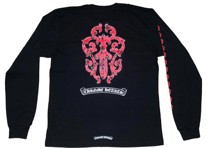 chrome hearts dagger l/s t-shirt black/red