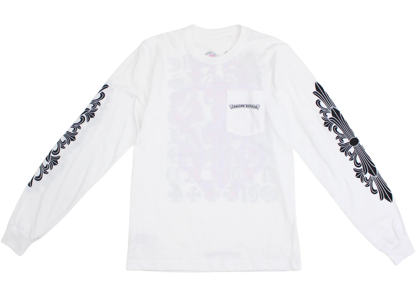 chrome hearts eye chart dagger longsleeve t-shirt white/pink