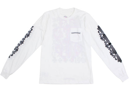 chrome hearts eye chart dagger longsleeve t-shirt white/pink