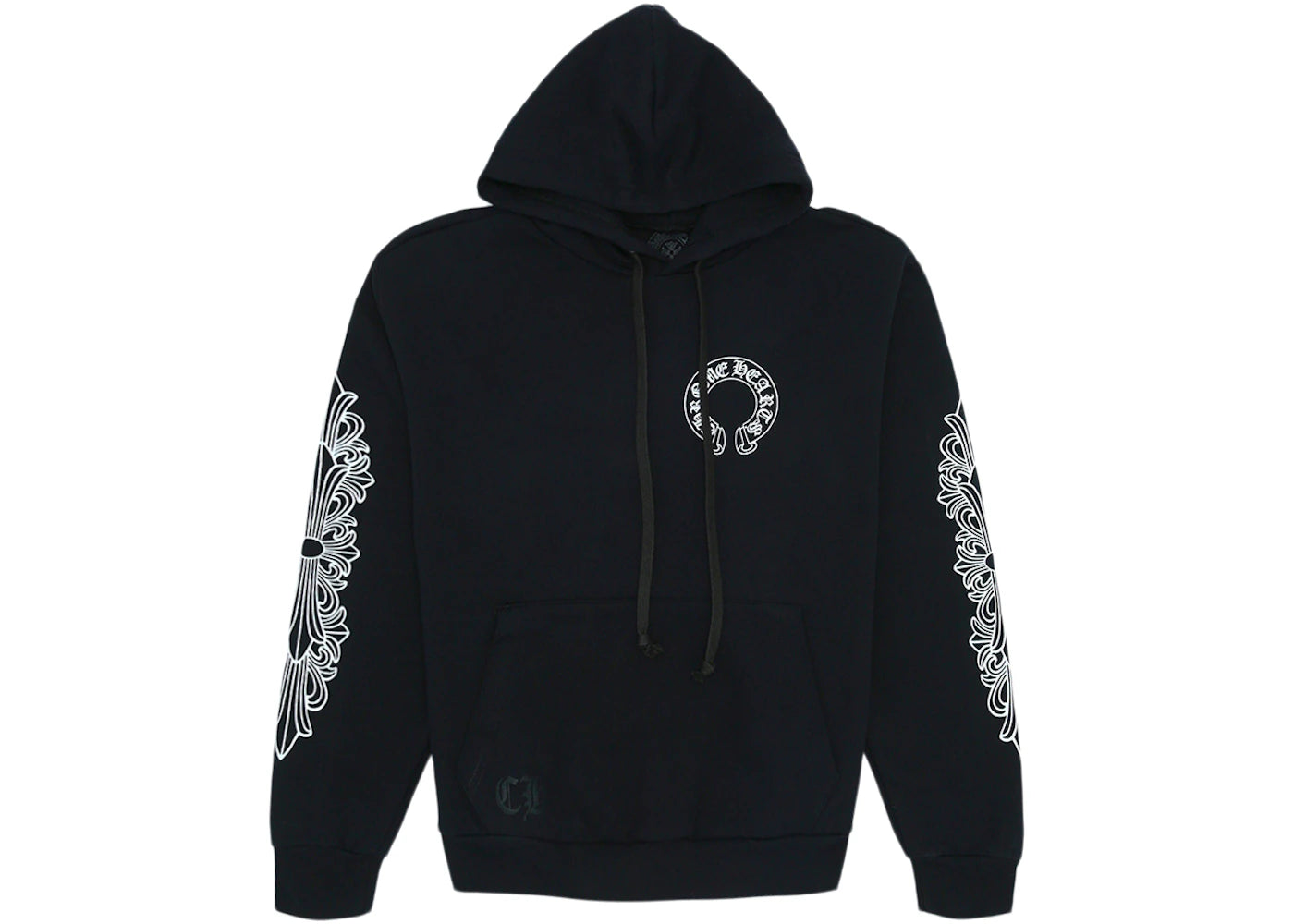 chrome hearts horse shoe floral hoodie black