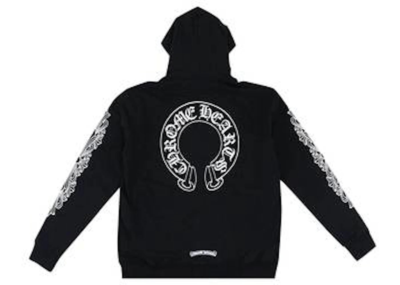 chrome hearts horseshoe floral cross sleeve zip up hoodie black/white