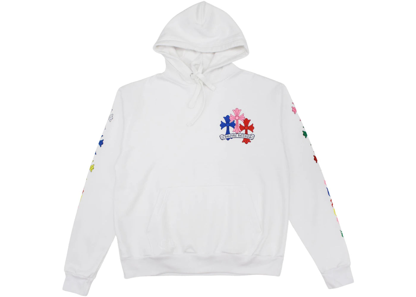 chrome hearts multi color cross hoodie white