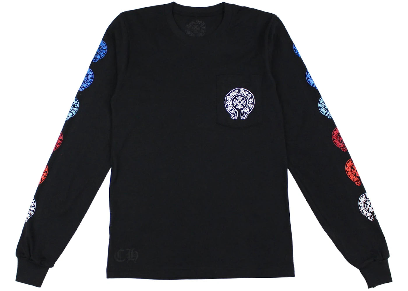 chrome hearts multi color horse shoe l/s t-shirt black