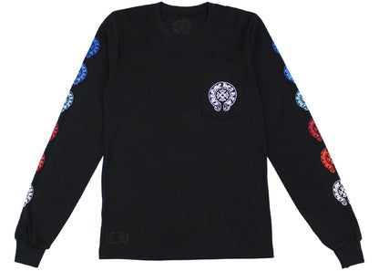 chrome hearts multi color horse shoe l/s t-shirt black