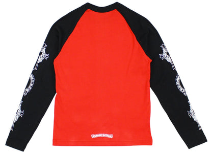 chrome hearts neck logo baseball shirt red/black