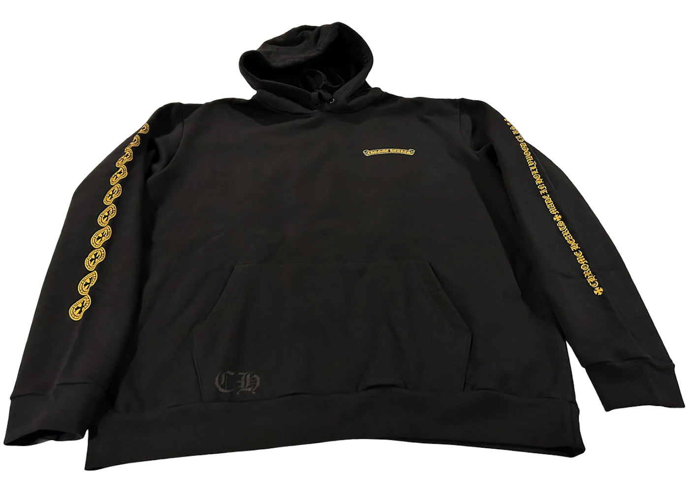 chrome hearts plus logo pullover hoodie black/yellow