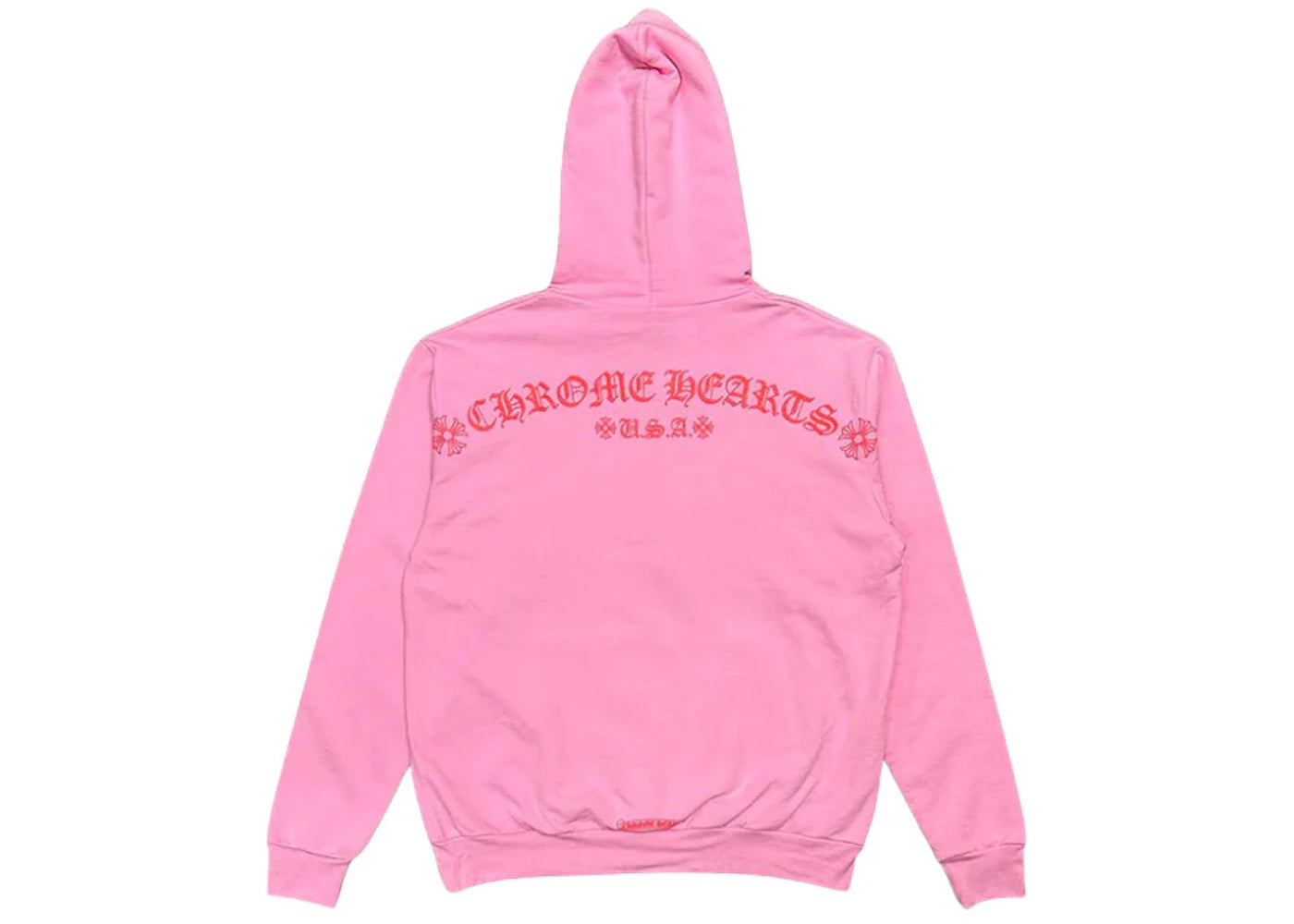 chrome hearts red logo hoodie pink
