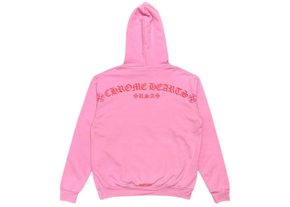 chrome hearts red logo hoodie pink