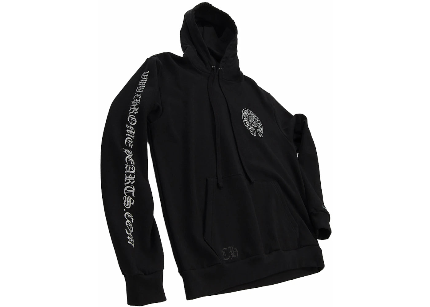 chrome hearts silver glitter hoodie black