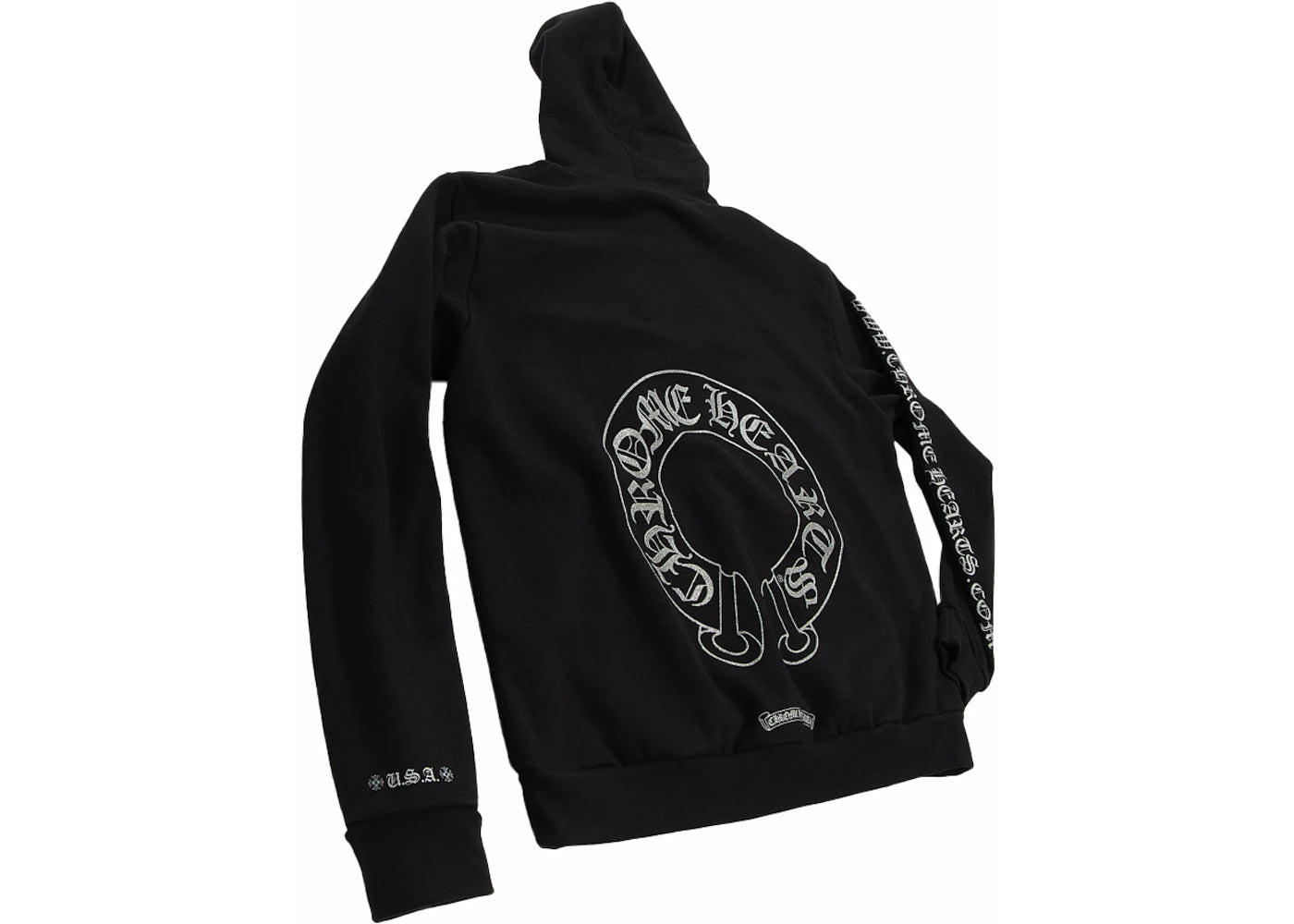 chrome hearts silver glitter hoodie black