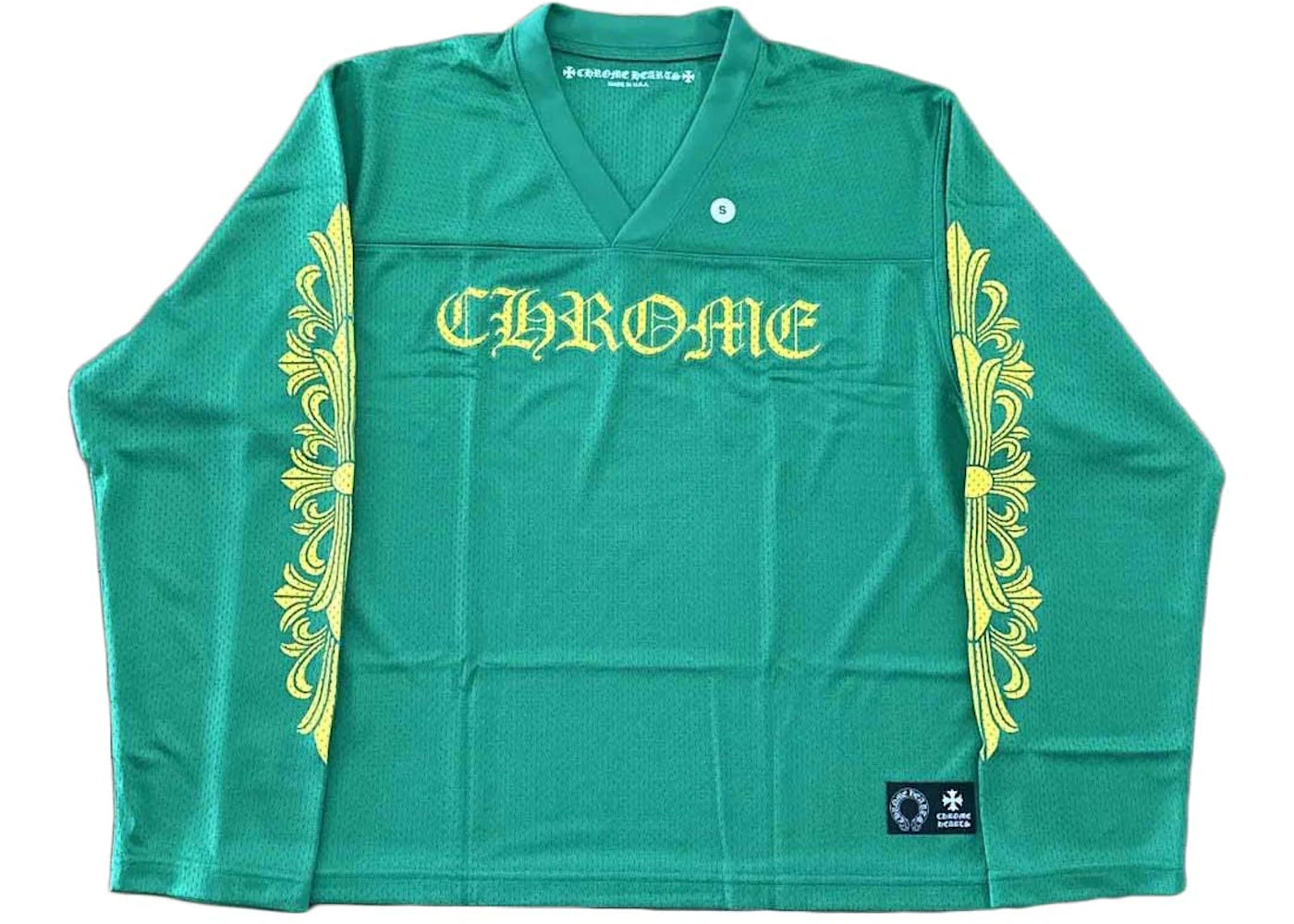 chrome hearts sports mesh warm up jersey green/yellow