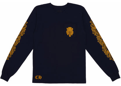 chrome hearts v89 dagger l/s t-shirt navy/yellow