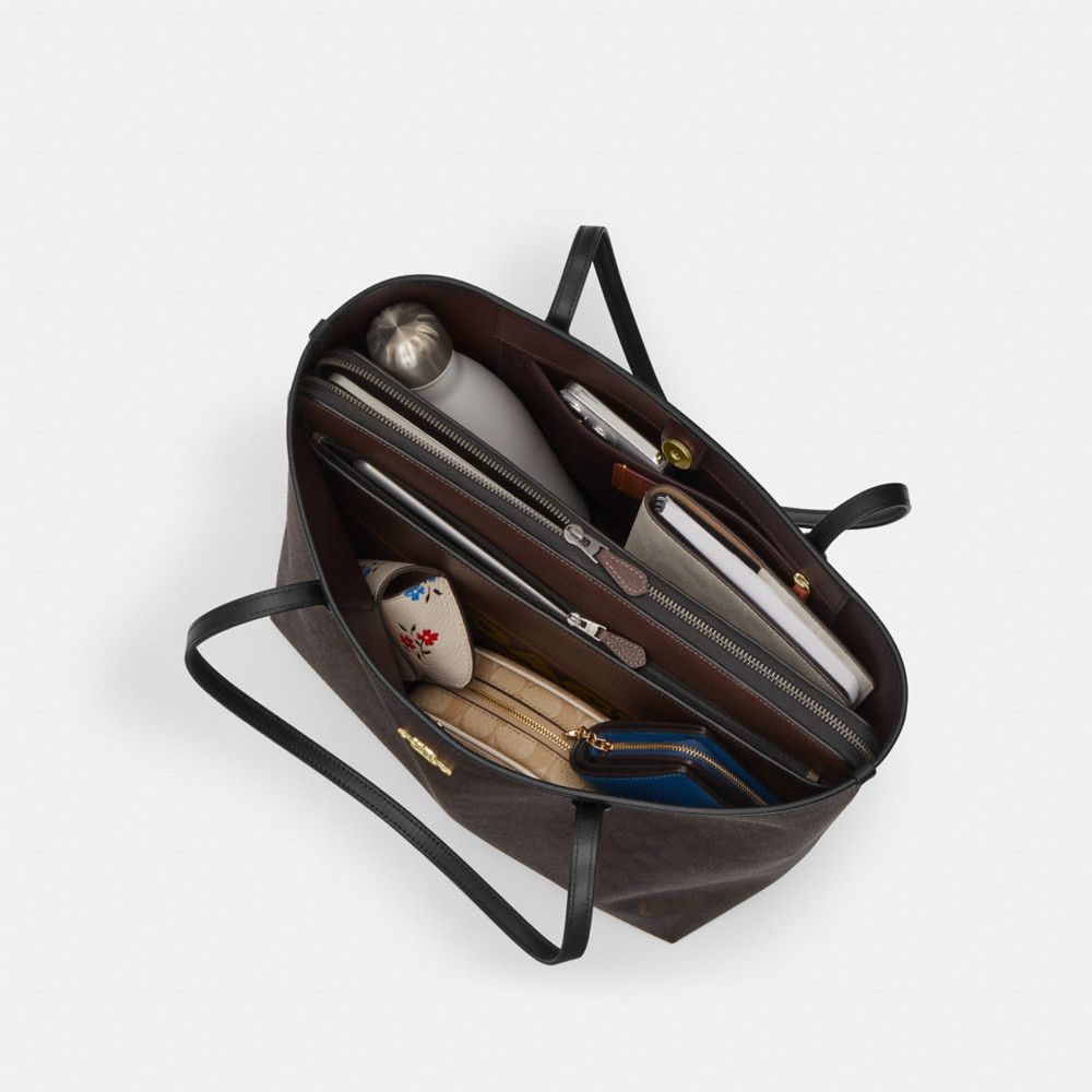 Coach City Tote Bag Gold Black