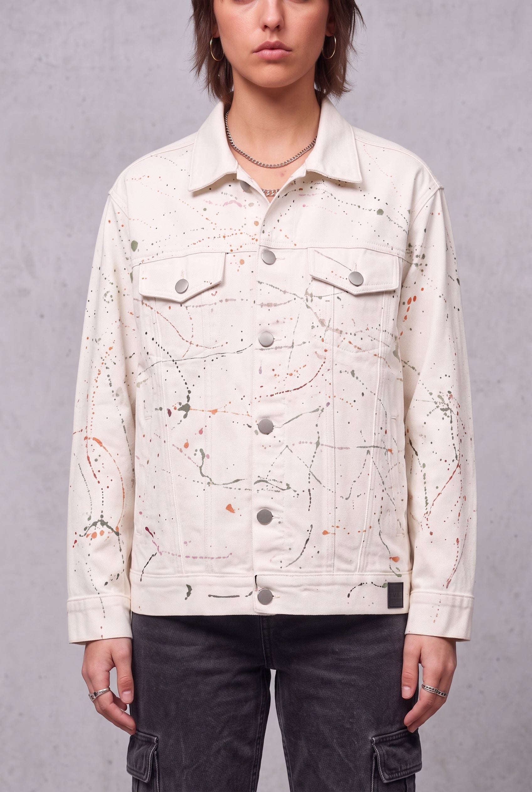 WHITE PAINTED DENIM WOMEN'S JACKET