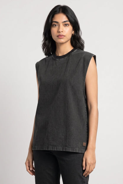 BLACK DENIM WOMEN'S TANK TOP