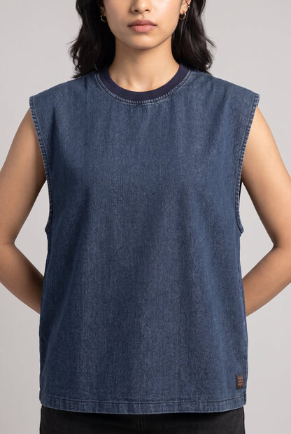 BLUE DENIM WOMEN'S TANK TOP