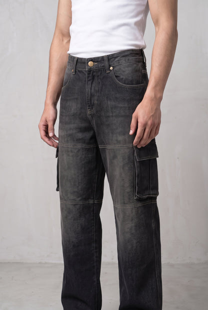 CARBON BLACK DENIM MEN'S CARGO