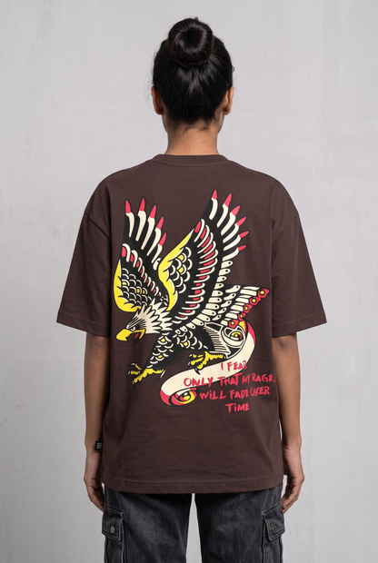 EAGLE EYE BROWN WOMEN’S OVERSIZED T-SHIRT