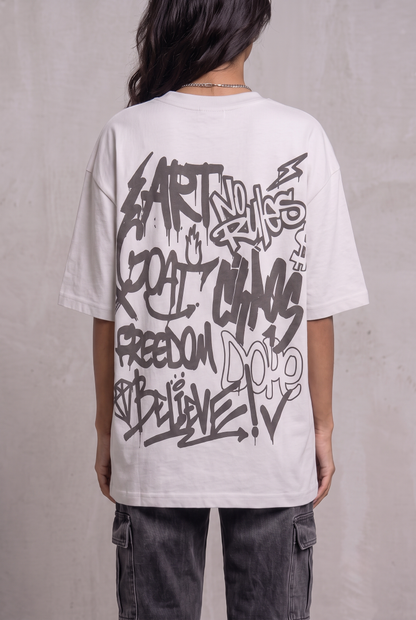 RUST GRAFFITI GREY WOMEN’S OVERSIZED T-SHIRT