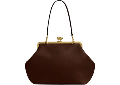 Coach Large Kisslock Frame Bag Brass/Dark Brown