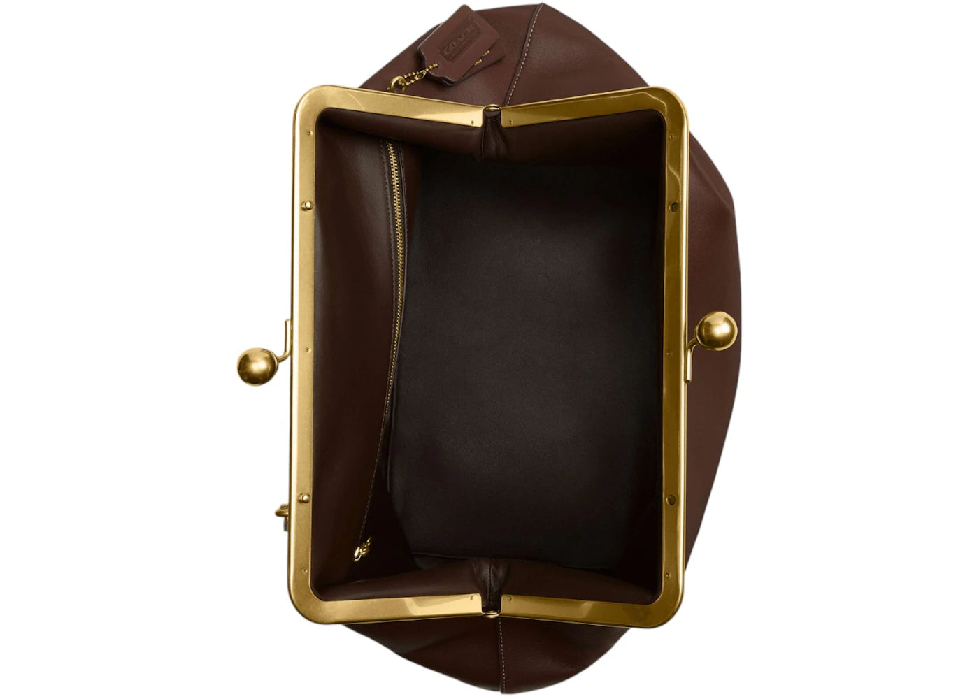 Coach Large Kisslock Frame Bag Brass/Dark Brown